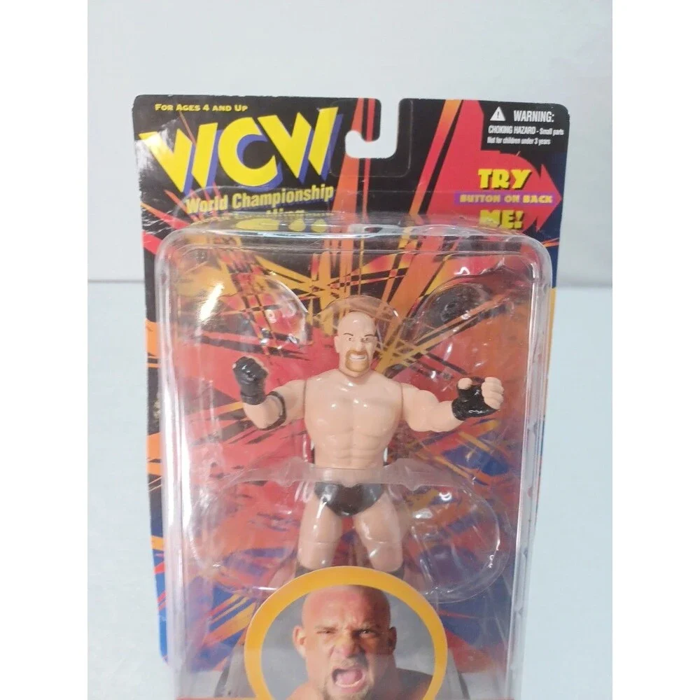 WCW Goldberg Atomic Elbow Action Figure MOC 1998 OSFTM Toy Makers Sealed NIB NWO